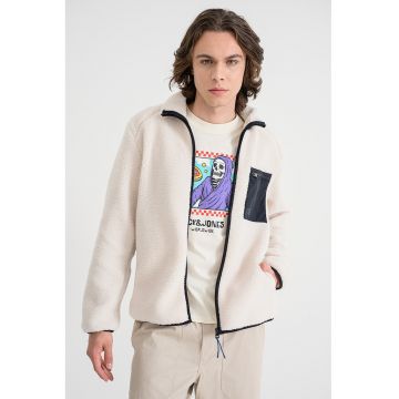 Jacheta din material sherpa cu fermoar