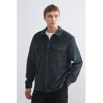 Jacheta striata cu buzunare cu clapa si nasturi