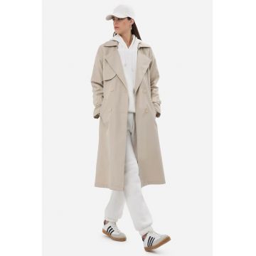 Palton dama -  trench cu curea - elegant - bej - poliester