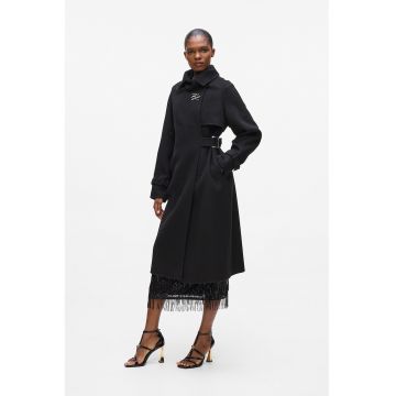 Palton din amestec de lana cu brosa