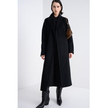 Palton din amestec de lana cu cordon