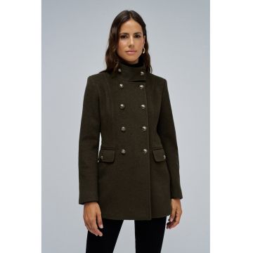 Palton din amestec de lana cu model uni