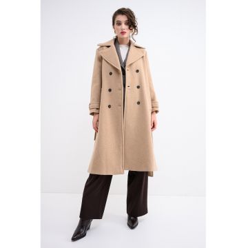 Palton din amestec de lana cu revere decupate supradimensionate