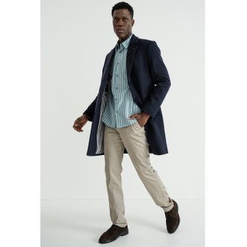 Palton din amestec de lana cu revere decupate