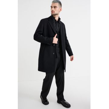 Palton din amestec delana cu revere decupate Milogan