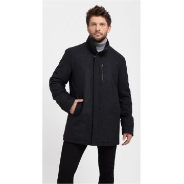Palton din amestec di lana cu fermoar - barbati -  J-Well - grafit