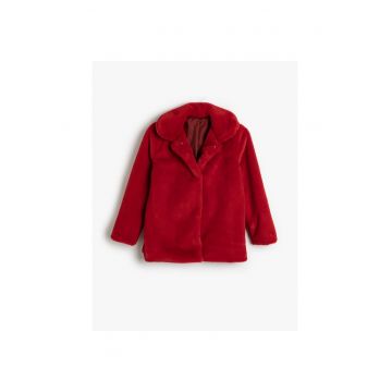 Palton scurt de blana sintetica cu capse