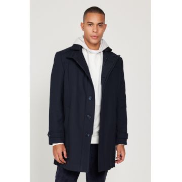 Palton uni cu buzunare laterale