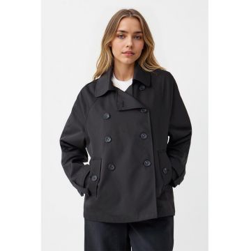 Trenci scurt cu buzunare laterale si doua randuri de nasturi