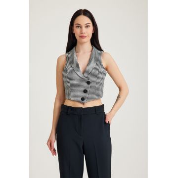 Vesta crop cu modle houndstooth