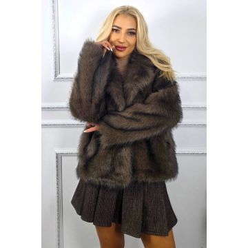 Blana ecologica Kasmina, cu buzunare si captuseala satinata, Maro, Marime S/M
