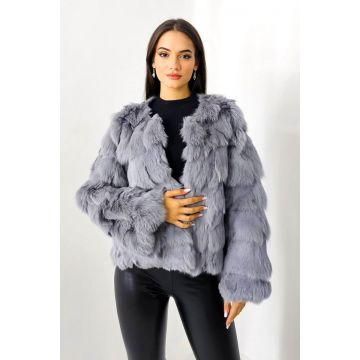 Blana naturala de vulpe Sidonia, cu prindere pe interior, Gri, Marime S/M/L