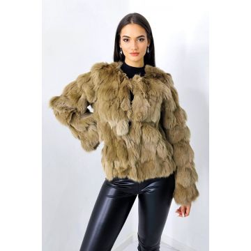 Blana naturala de vulpe Sidonia, cu prindere pe interior, Maro, Marime S/M/L