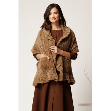 Capa scurta bej din blana