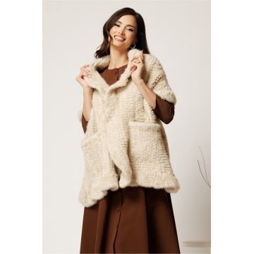 Capa scurta ivory din blana