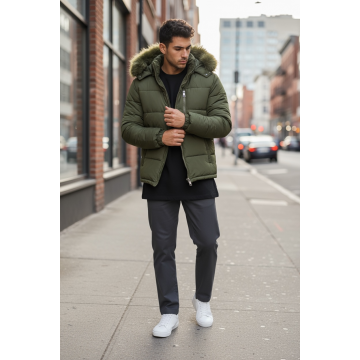 Geaca barbati groasa de iarna  kaki 2555