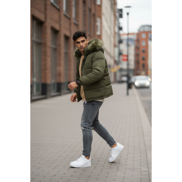 Geaca barbati groasa de iarna  kaki 2666