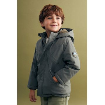 Geaca cu captuseala din material teddy si fermoar