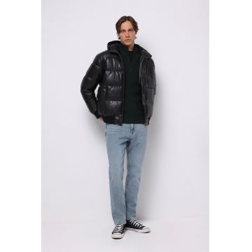 Geaca de piele ecologica cu vatelina si fermoar