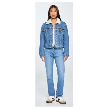 Geaca din denim cu blana artificiala