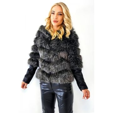 Haina dama Kataleya, blana ecologica, cu gluga si maneci detasabile, Negru