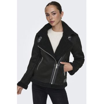 Jacheta aviator din blana shearling sintetica New Diana