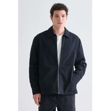 Jacheta-camasa cu fermoar si buzunare aplicate pe piept