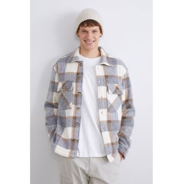 Jacheta-camasa cu model in carouri si nasturi