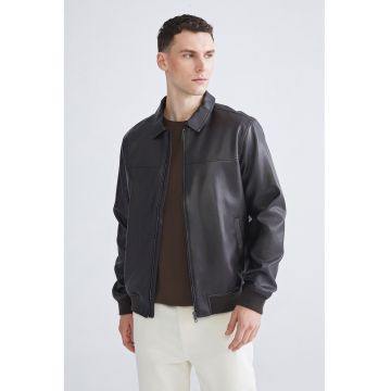 Jacheta de piele ecologica cu buzunare laterale