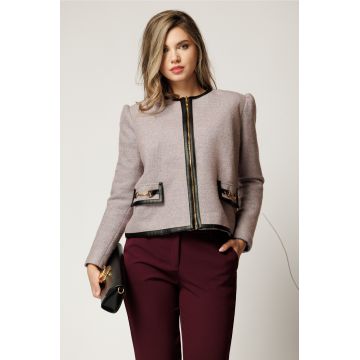 Jacheta DY Fashion eleganta din tweed lila