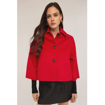 Jacheta lejera din amestec de lana cu maneci 3/4