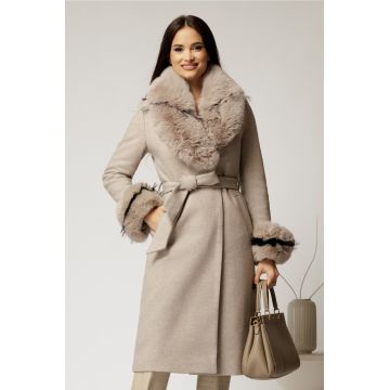 Palton dama bej cu blanita detasabila in 2 culori