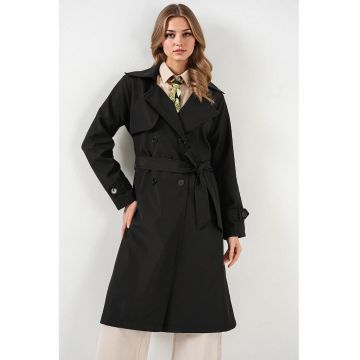 Palton dama -  cu captuseala - poliester - negru