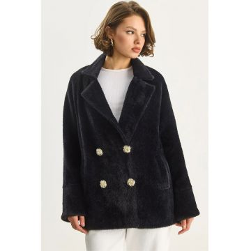 Palton dama  jacheta de plus texturata supradimensionata