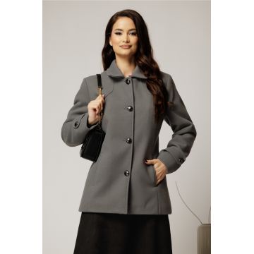 Palton dama scurt gri din lana
