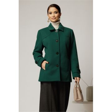 Palton dama scurt verde din lana