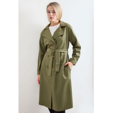 Palton dama  trench lung - kaki