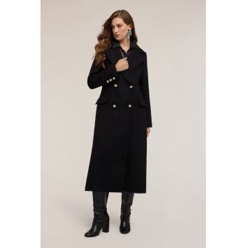 Palton din amestec de lana cu doua randuri de nasturi