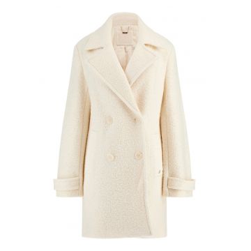 Palton din amestec de lana cu revere decupate