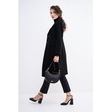 Palton din amestec de lana cu revere decupate