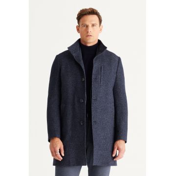 Palton din amestec de lana cu slit pe partea din spate