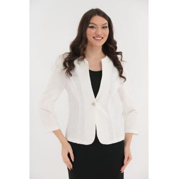Sacou alb din brocard