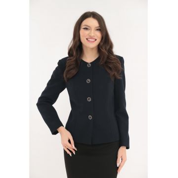 Sacou bleumarin din stofa texturata cu un continut ridicat de lana