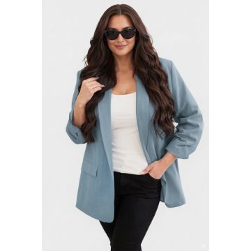 Sacou business BLUMY, cu buzunare decorative, Albastru prafuit, Marime XL/2XL