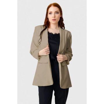 Sacou business BLUMY, cu buzunare decorative, Bej, Marime XL/2XL