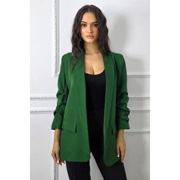 Sacou casual Alessia, cu revere si buzunare decorative, Verde, Marime S/M