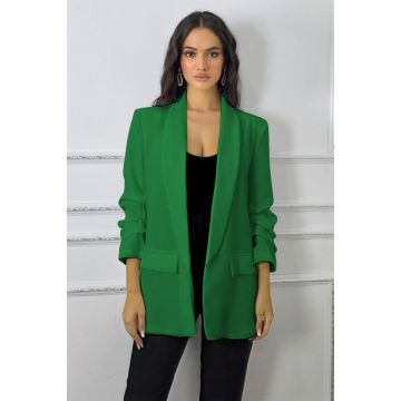 Sacou cu maneca incretita Alessia si buzunare decorative, Verde deschis, Marime S/M