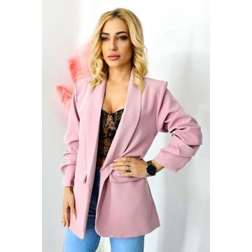 Sacou dama Victoria, cu buzunare decorative, Roz