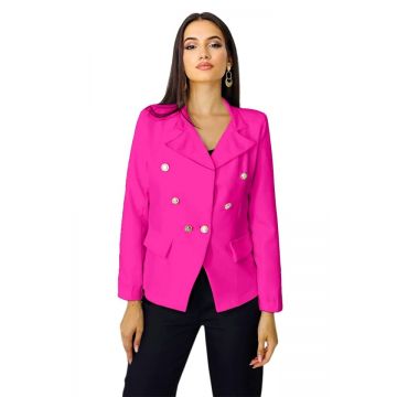 Sacou dama Zayre, cu butoni si buzunare decorative, Fucsia, Marime S/M