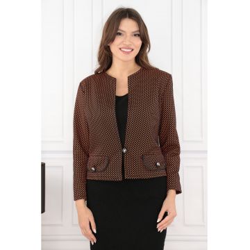 Sacou din stofa neagra cu buline orange